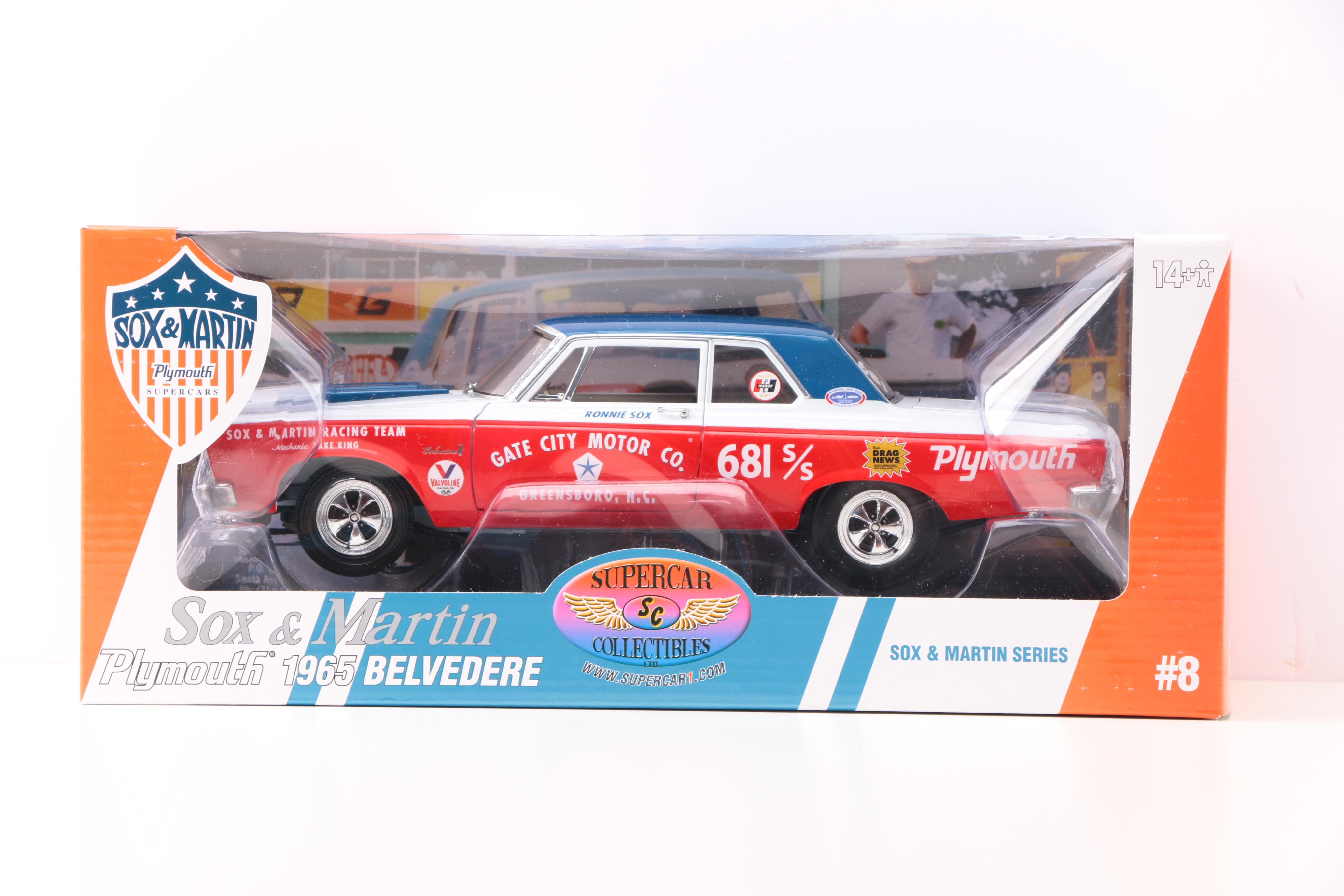 Supercar Raceway and Sox & Martin 1:18 Scale Die-Cast Cars