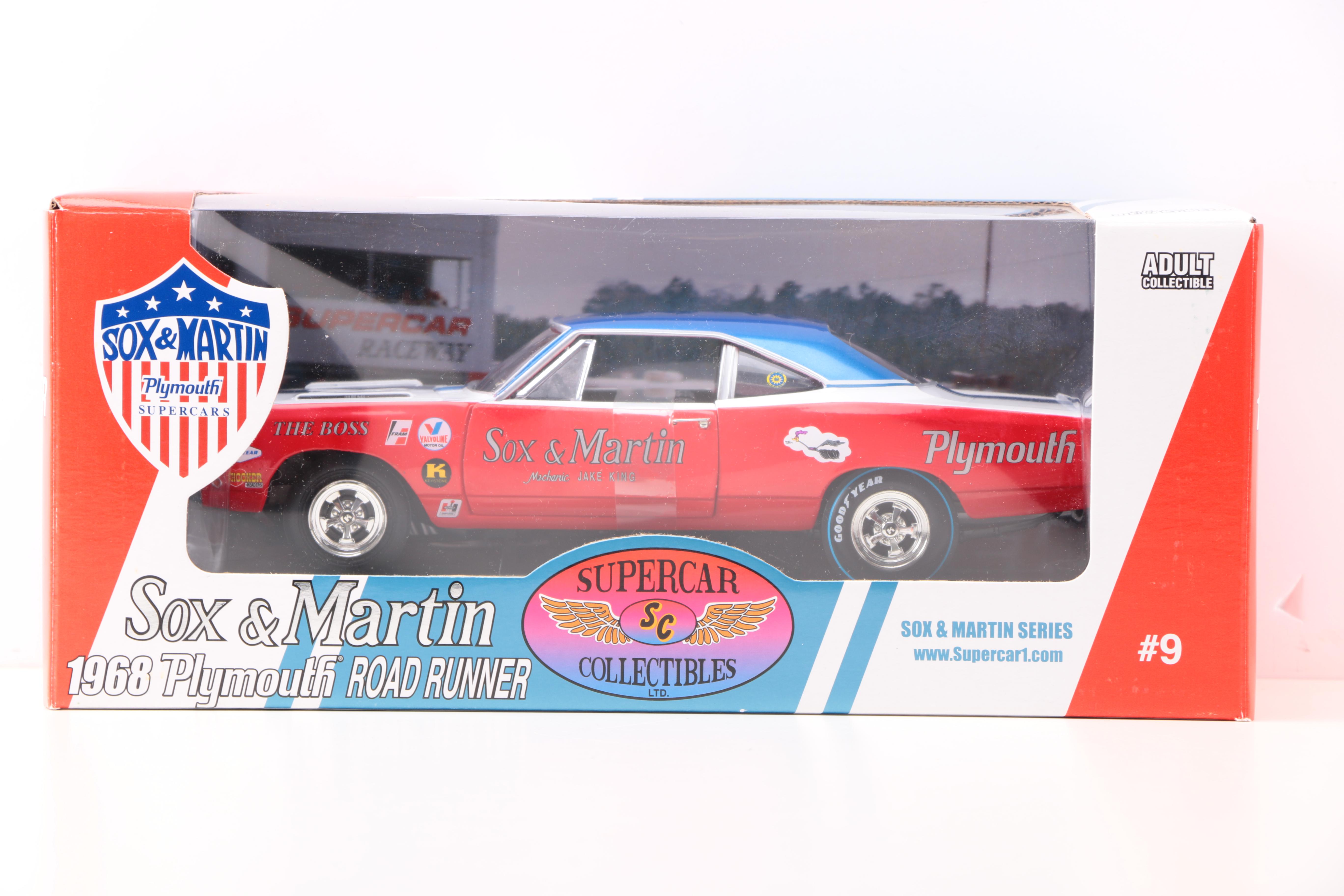 Supercar Raceway and Sox & Martin 1:18 Scale Die-Cast Cars