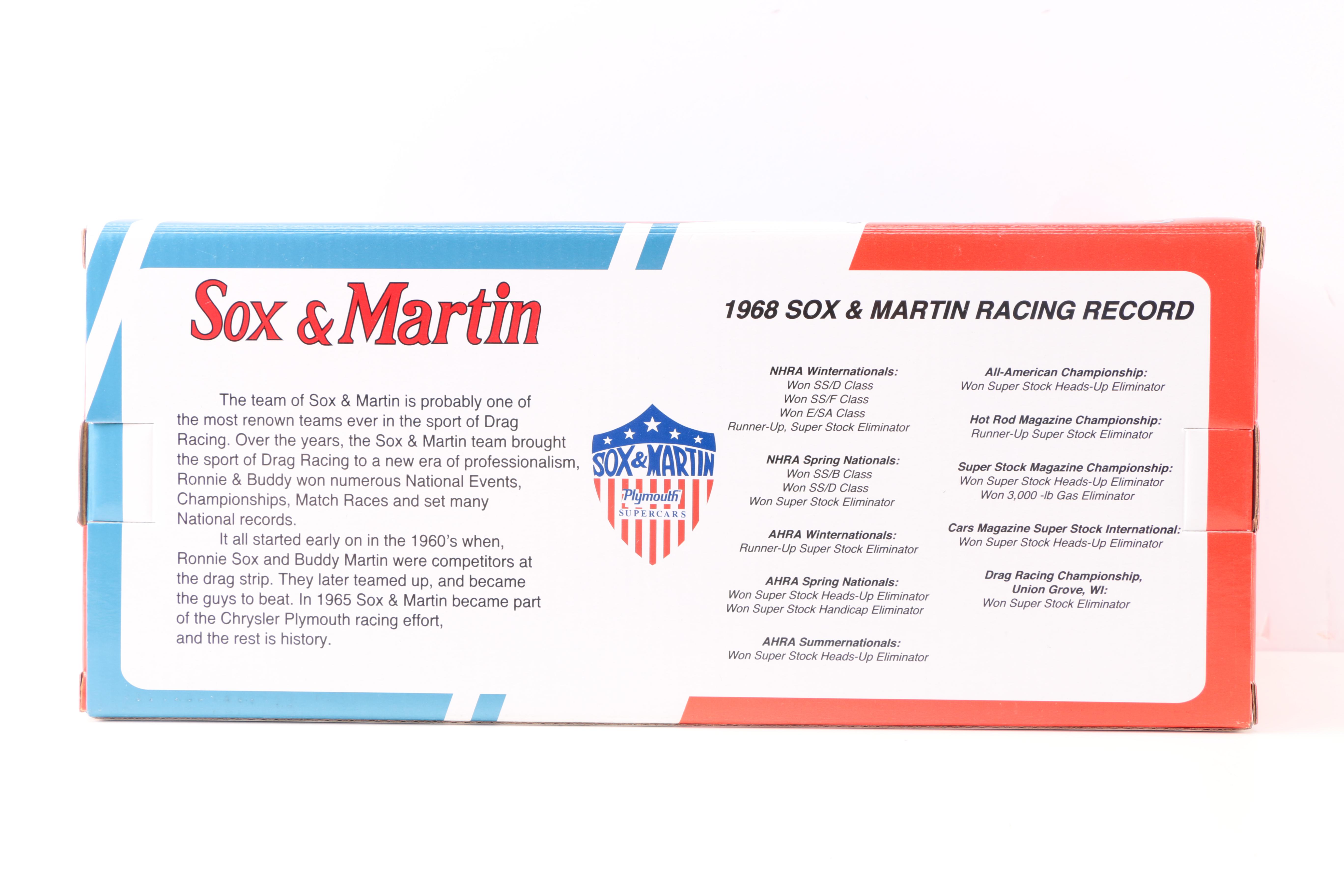 Supercar Raceway and Sox & Martin 1:18 Scale Die-Cast Cars