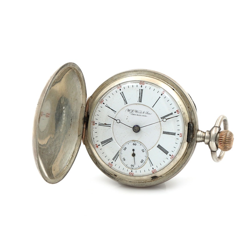 W. J. Wisa & Son Sterling Silver Pocket Watch