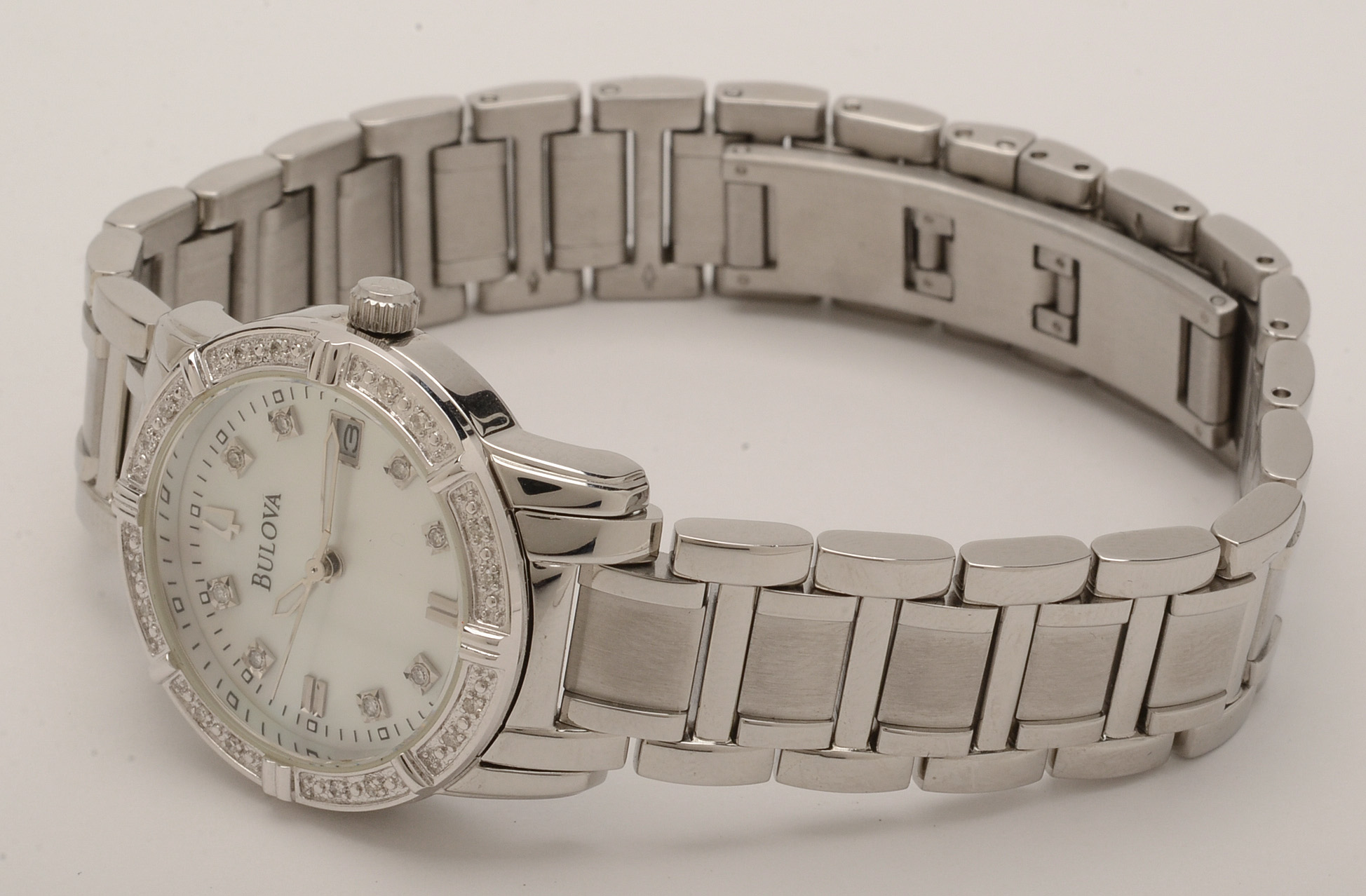 Bulova Stainless Steel Diamond Bezel Watch