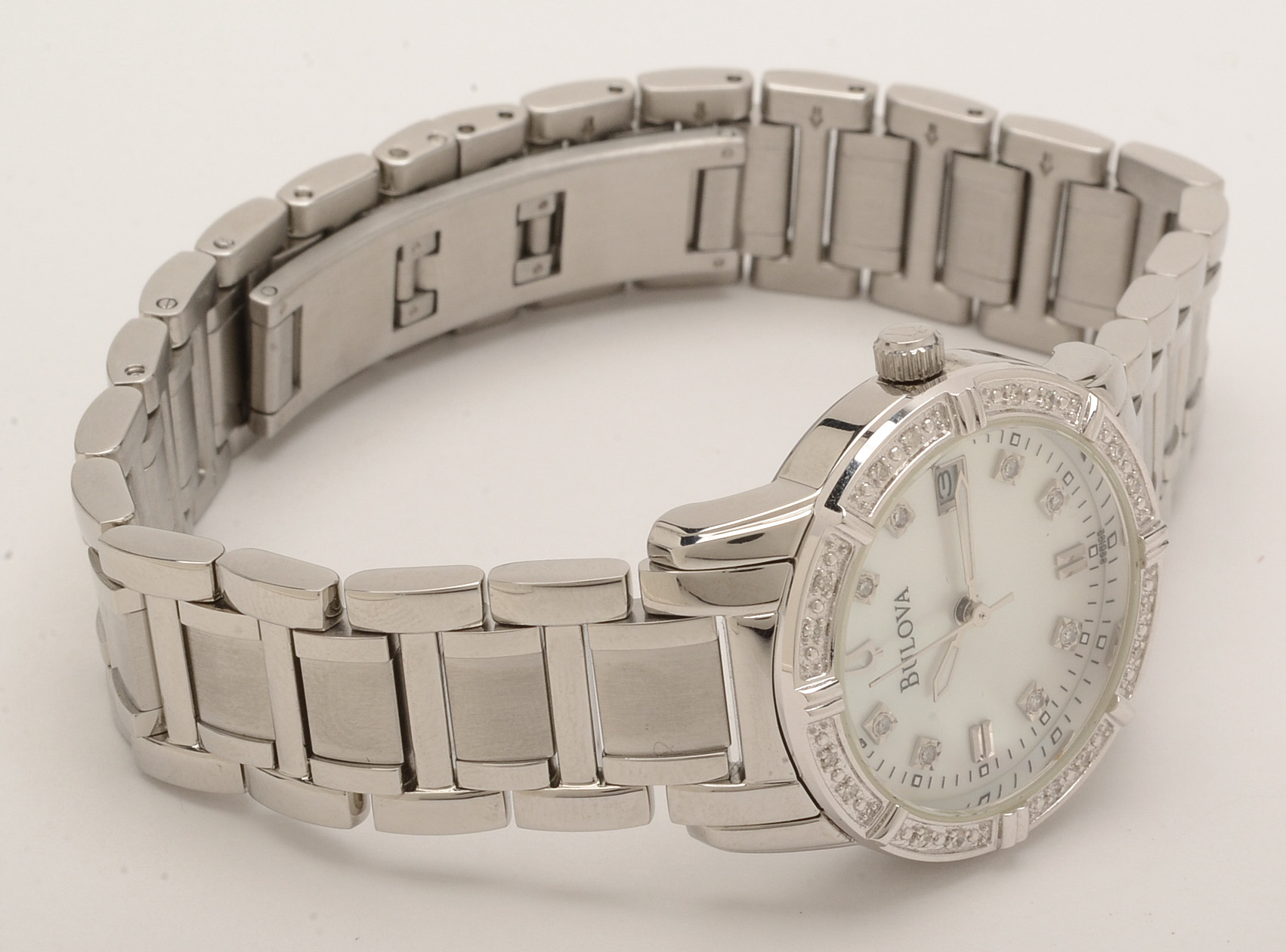 Bulova Stainless Steel Diamond Bezel Watch