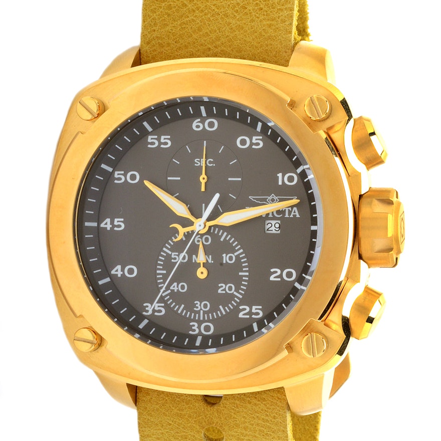 Invicta Aviator Model 20061 Gold-Tone Oversized Chronograph Wristwatch