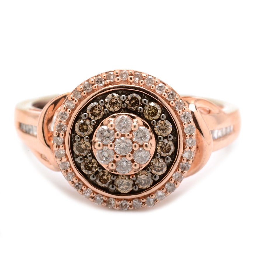 Sterling Silver Rose Gold Wash Diamond Ring