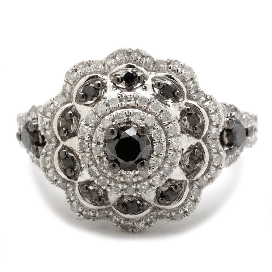 Sterling Silver Black Diamond Fashion Ring