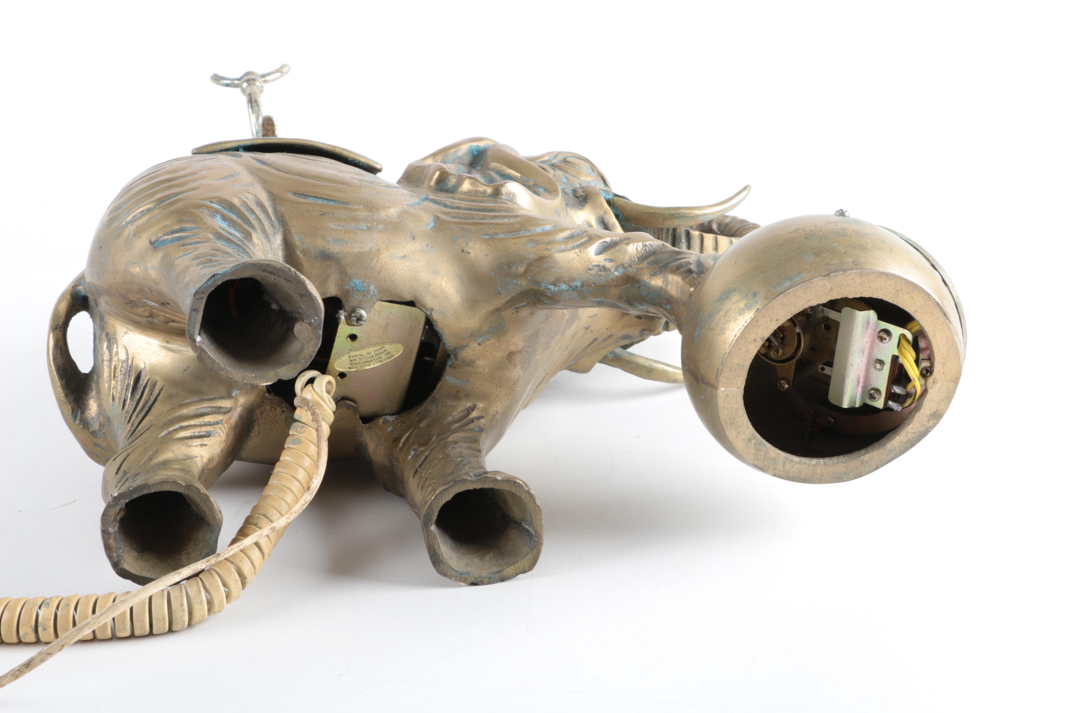 Vintage Brass Elephant Telephone