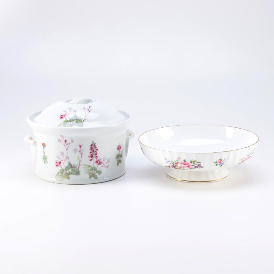 Floral Themed Porcelain Serveware Including Royal Worcester