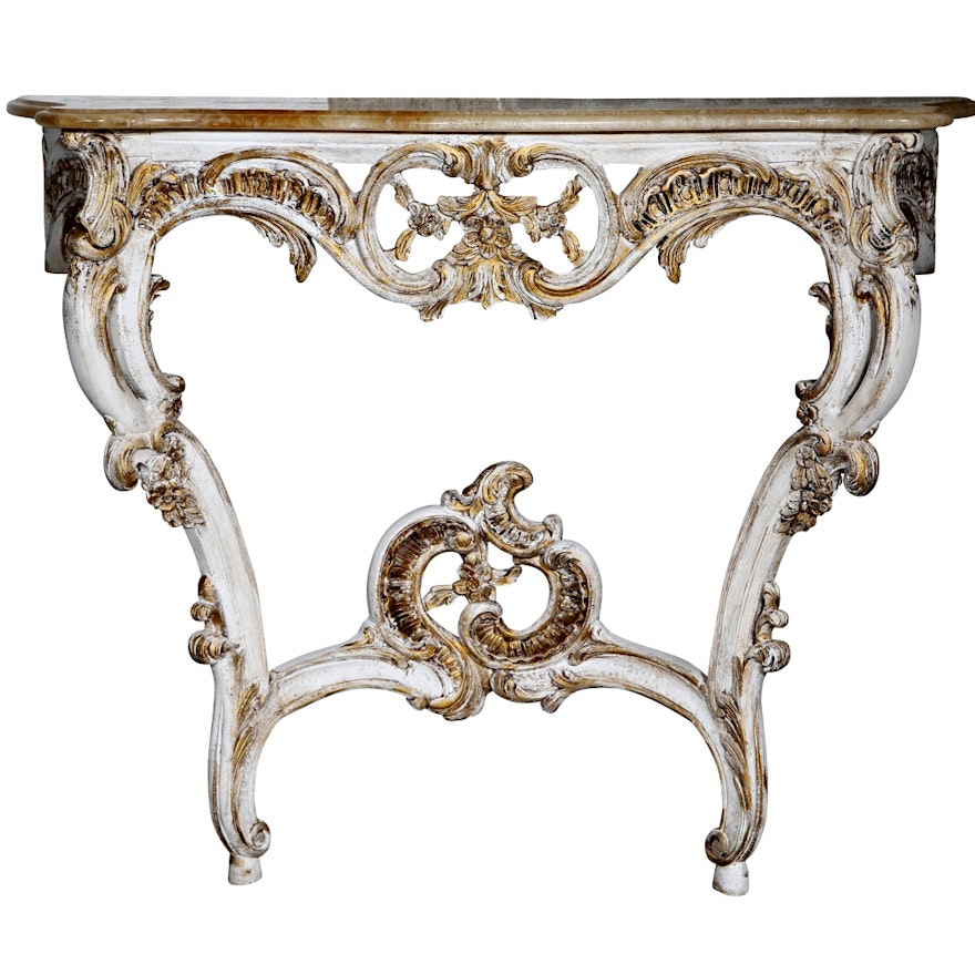 Louis XV Style Oak and Onyx Console