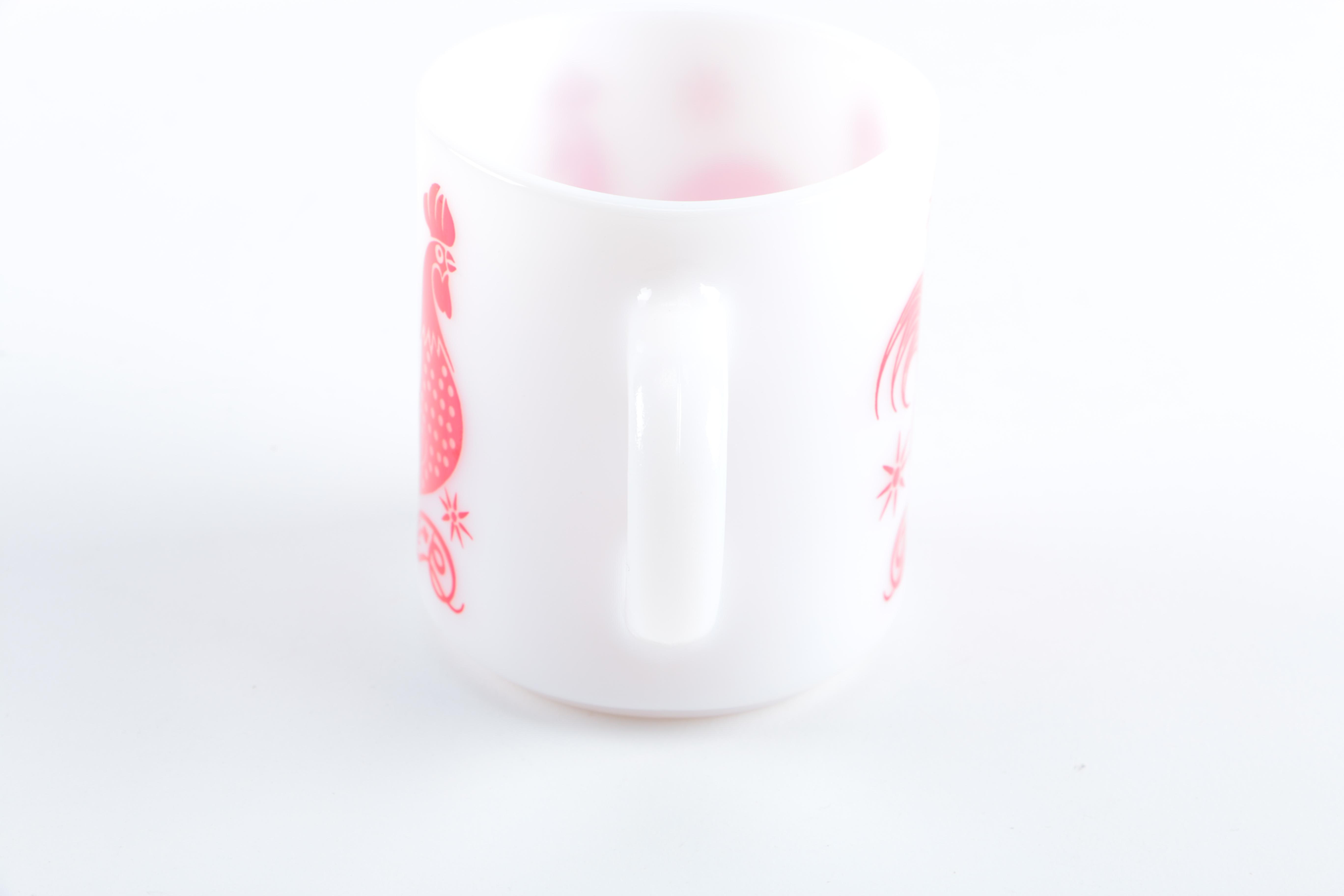 Vintage Hazel Atlas Milk Glass Rooster Mugs