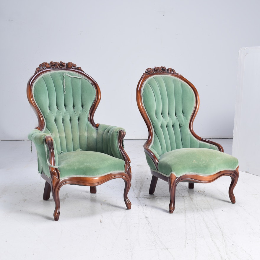 Vintage Victorian Style Upholstered Chairs