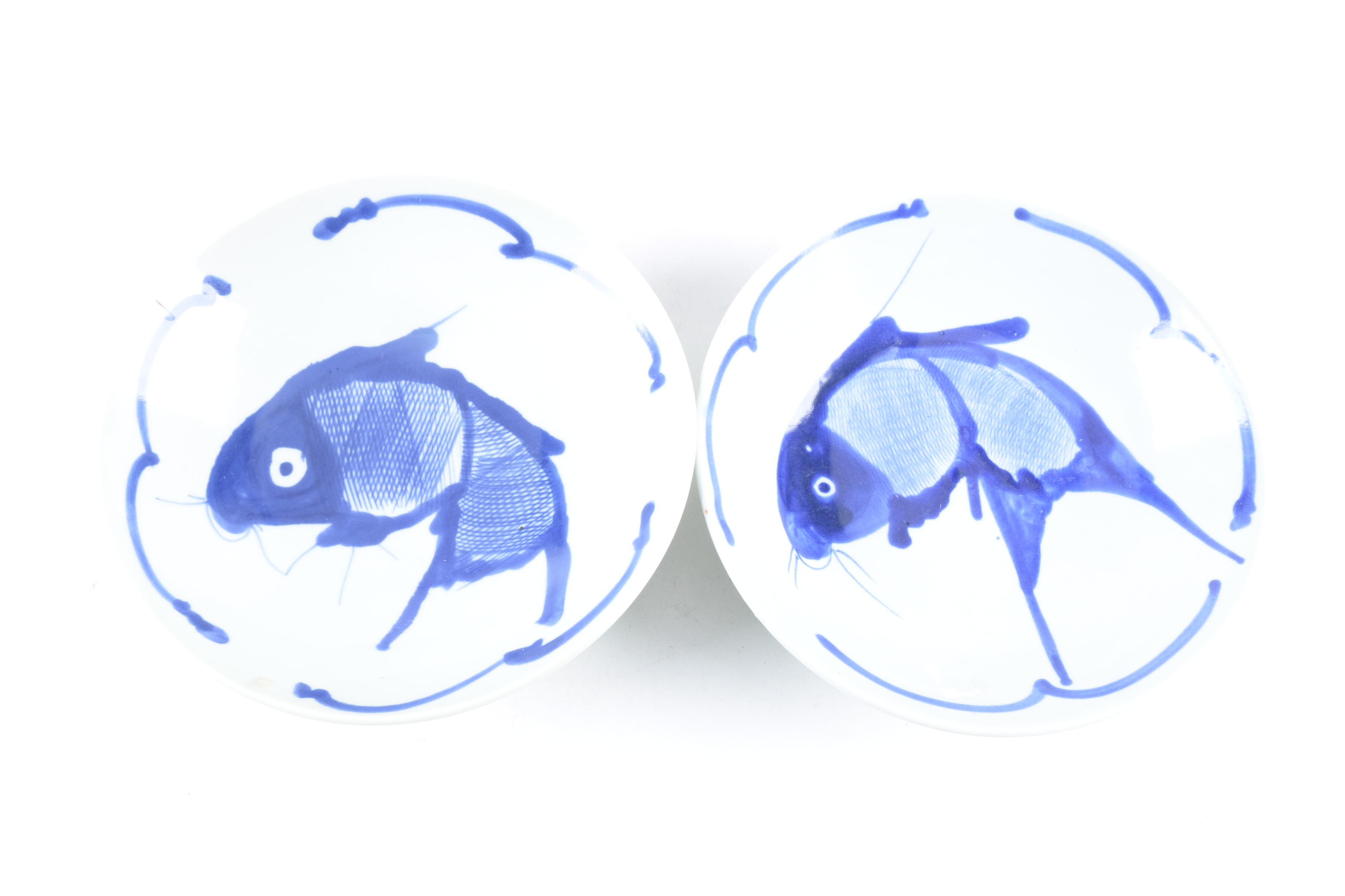 Chinese Blue and White Hand-Painted Porcelain Dishes