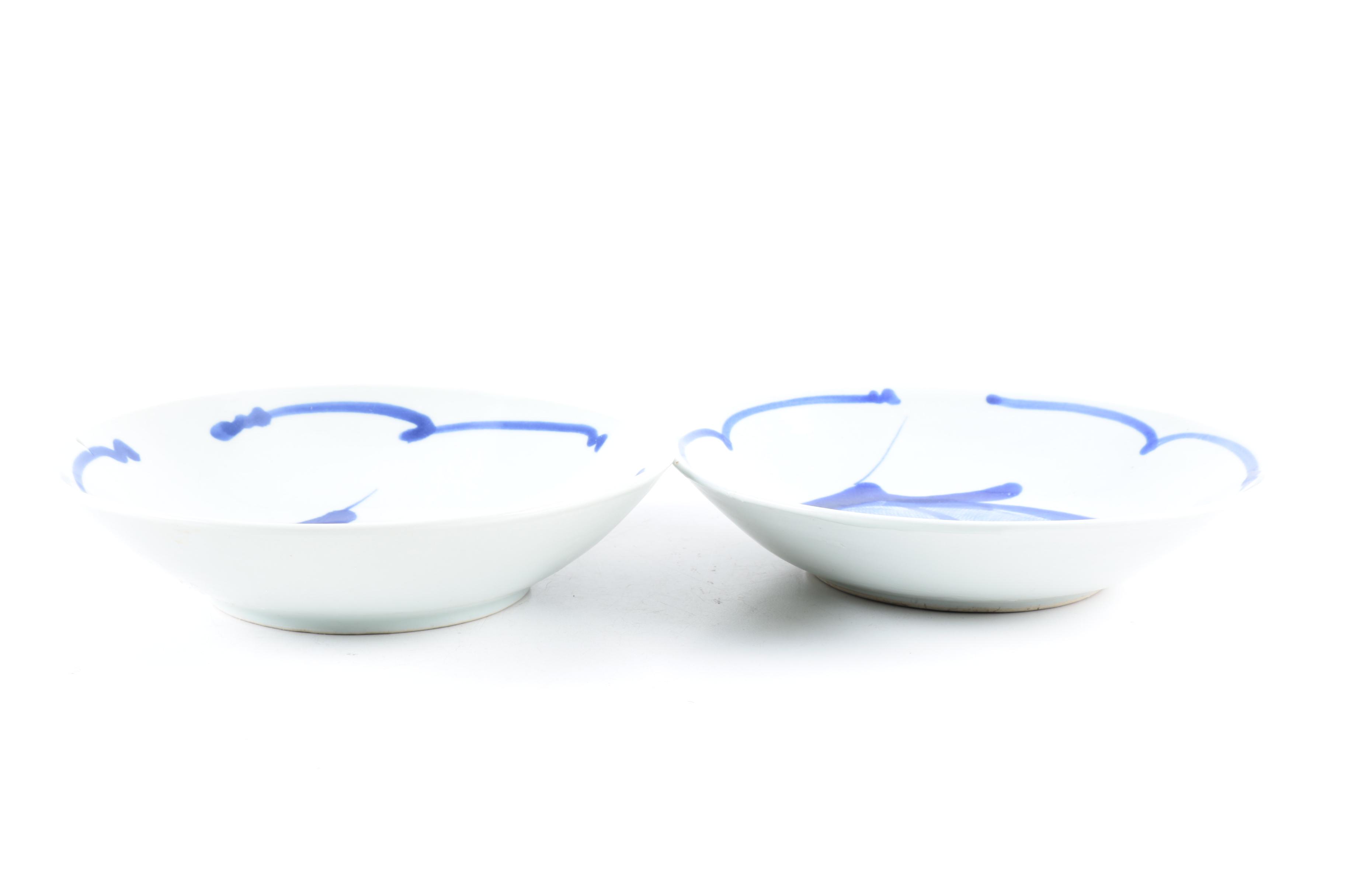 Chinese Blue and White Hand-Painted Porcelain Dishes