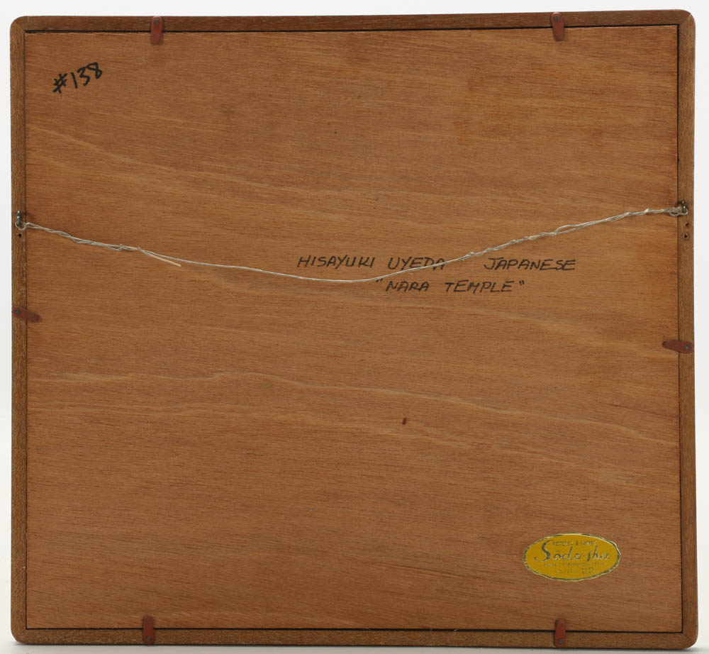 Hisayuki Uyeda Original Signed Japanese Ink Drawing "Nara Temple"