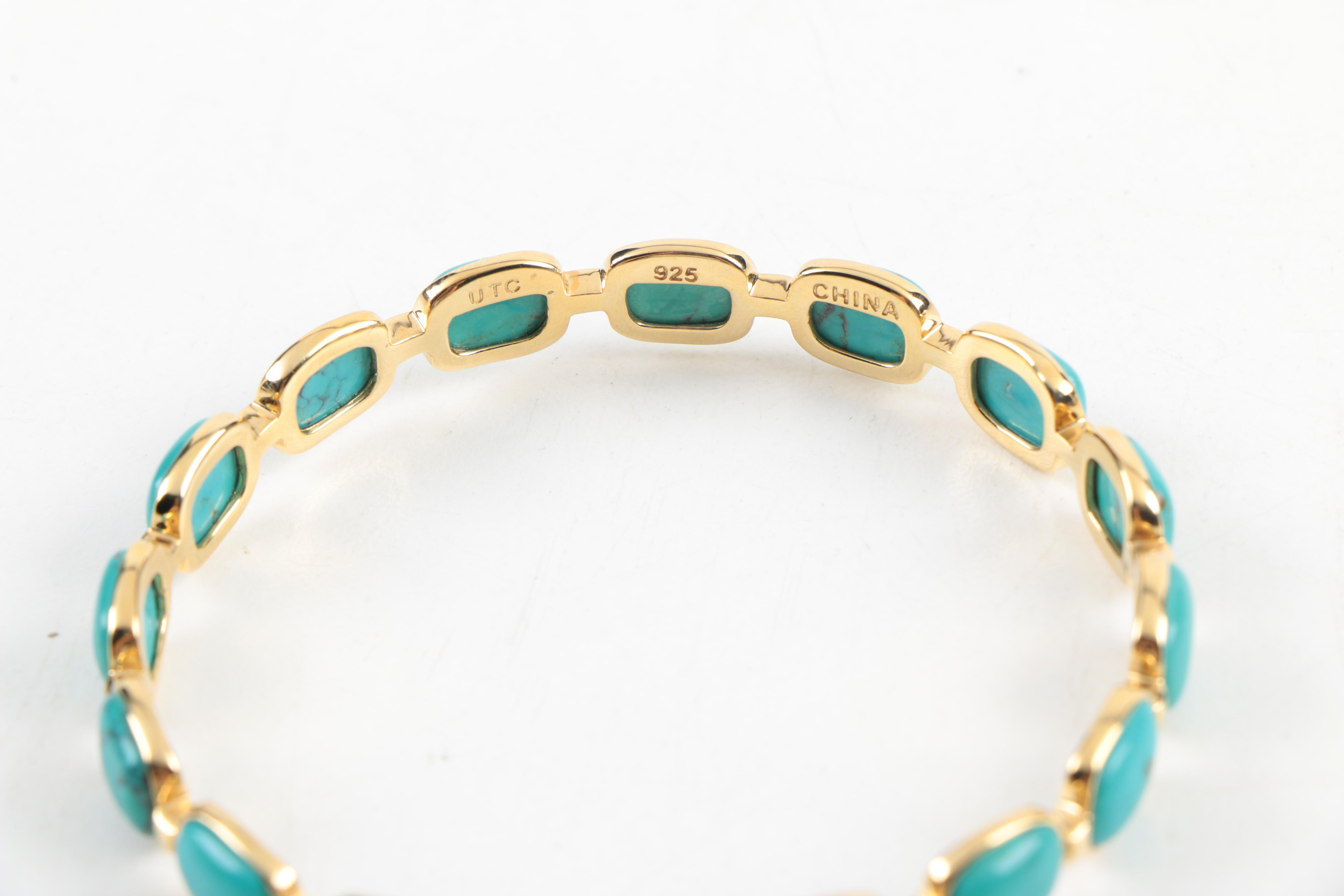 Sterling Silver Jewelry Including a Turquoise Bracelet