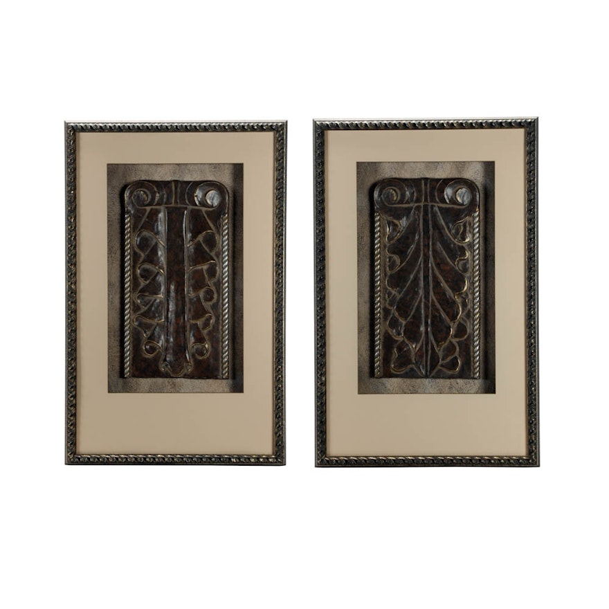 Pair of Framed Decorative Cast Replica Architectural Elements