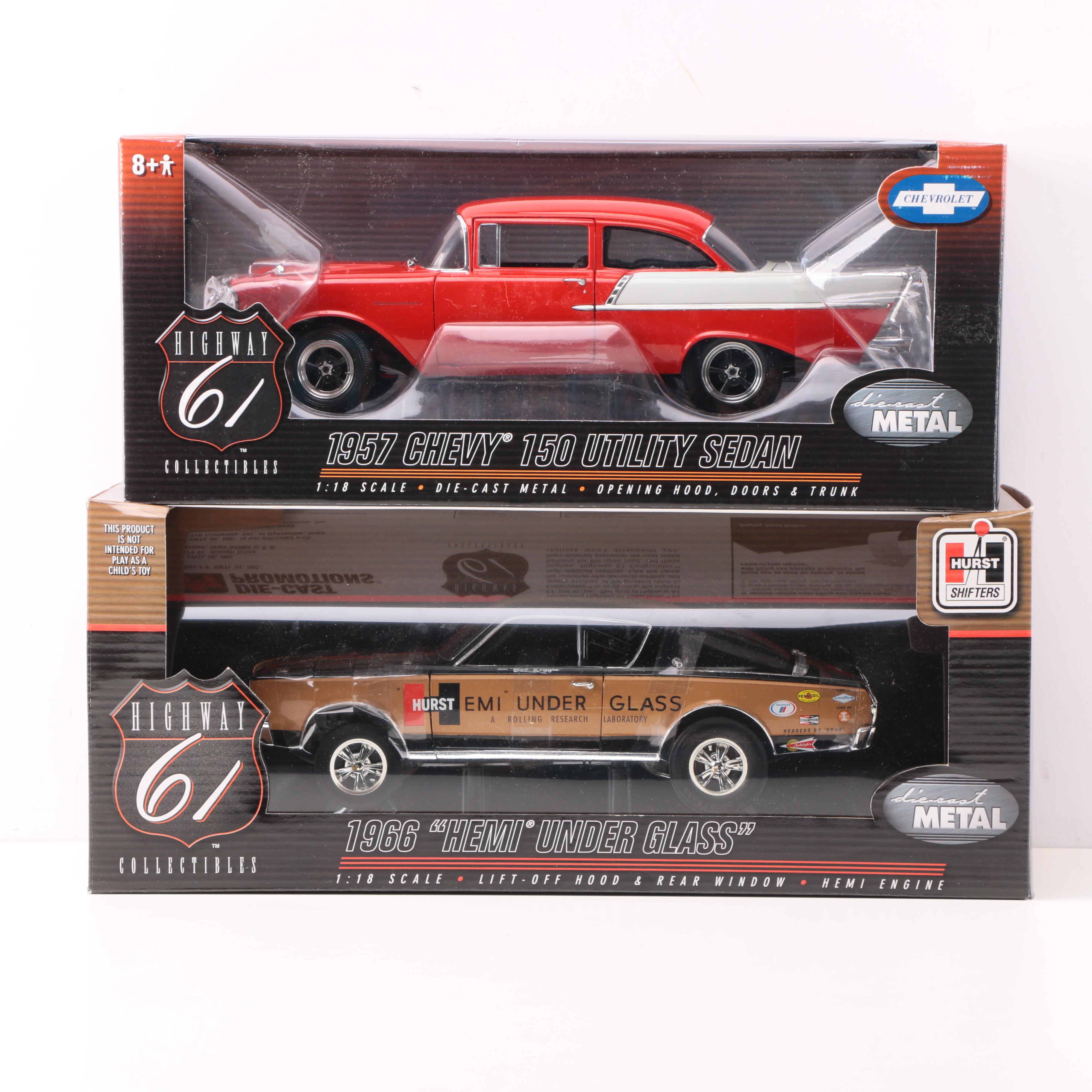 Pair of Highway 61 Collectibles Die Cast Metal Cars