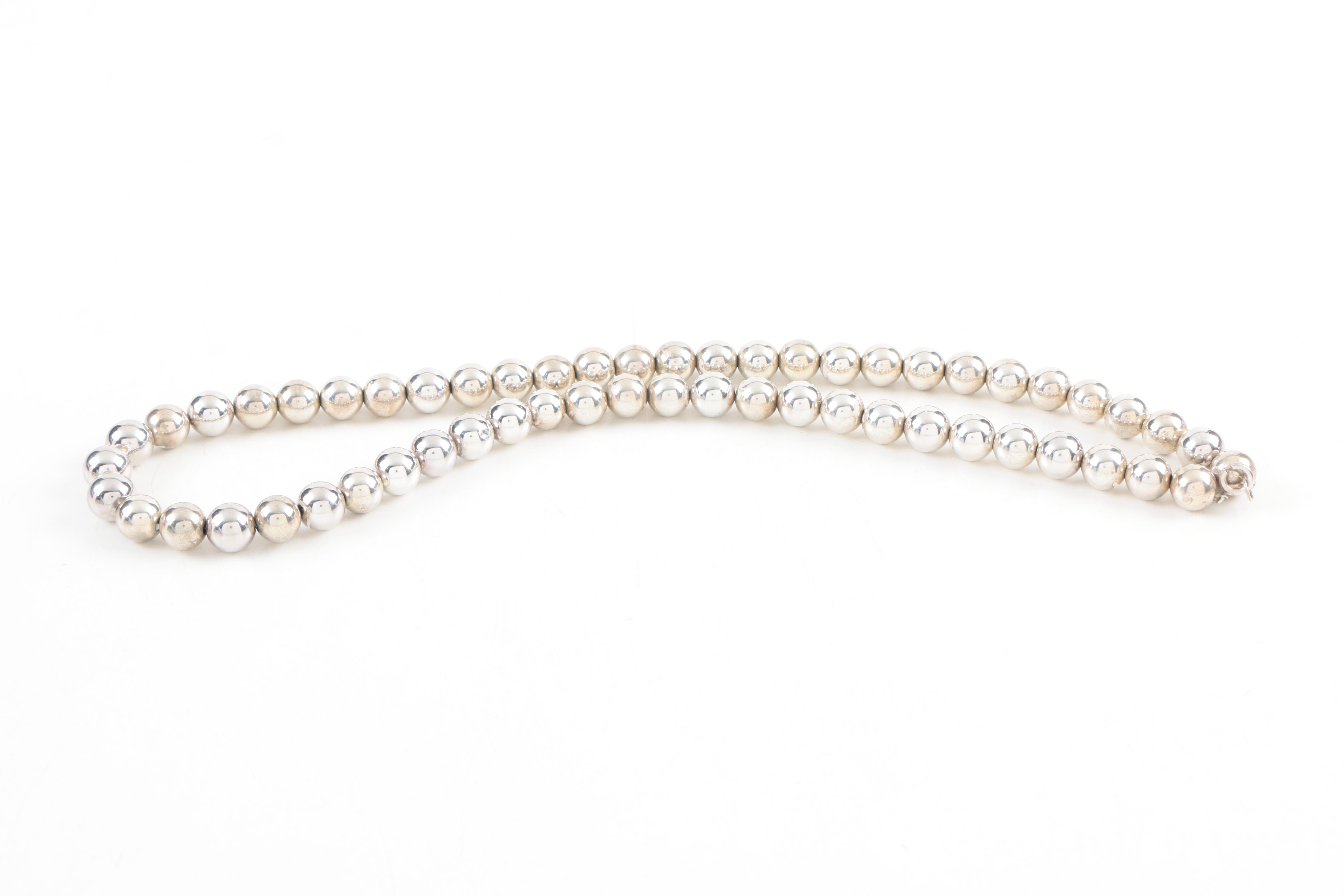 Sterling Silver Beaded Necklaces and a Bracelet