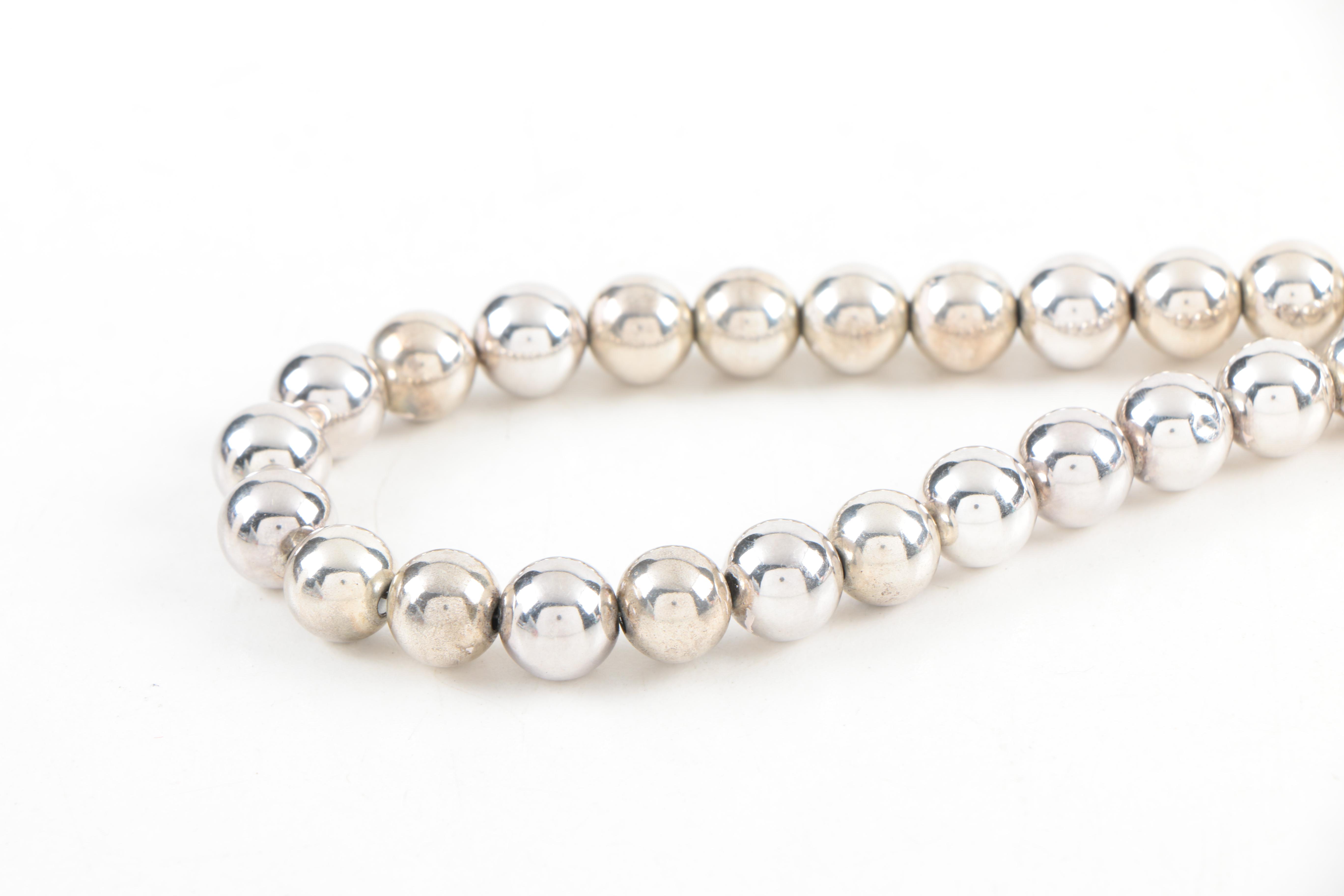 Sterling Silver Beaded Necklaces and a Bracelet