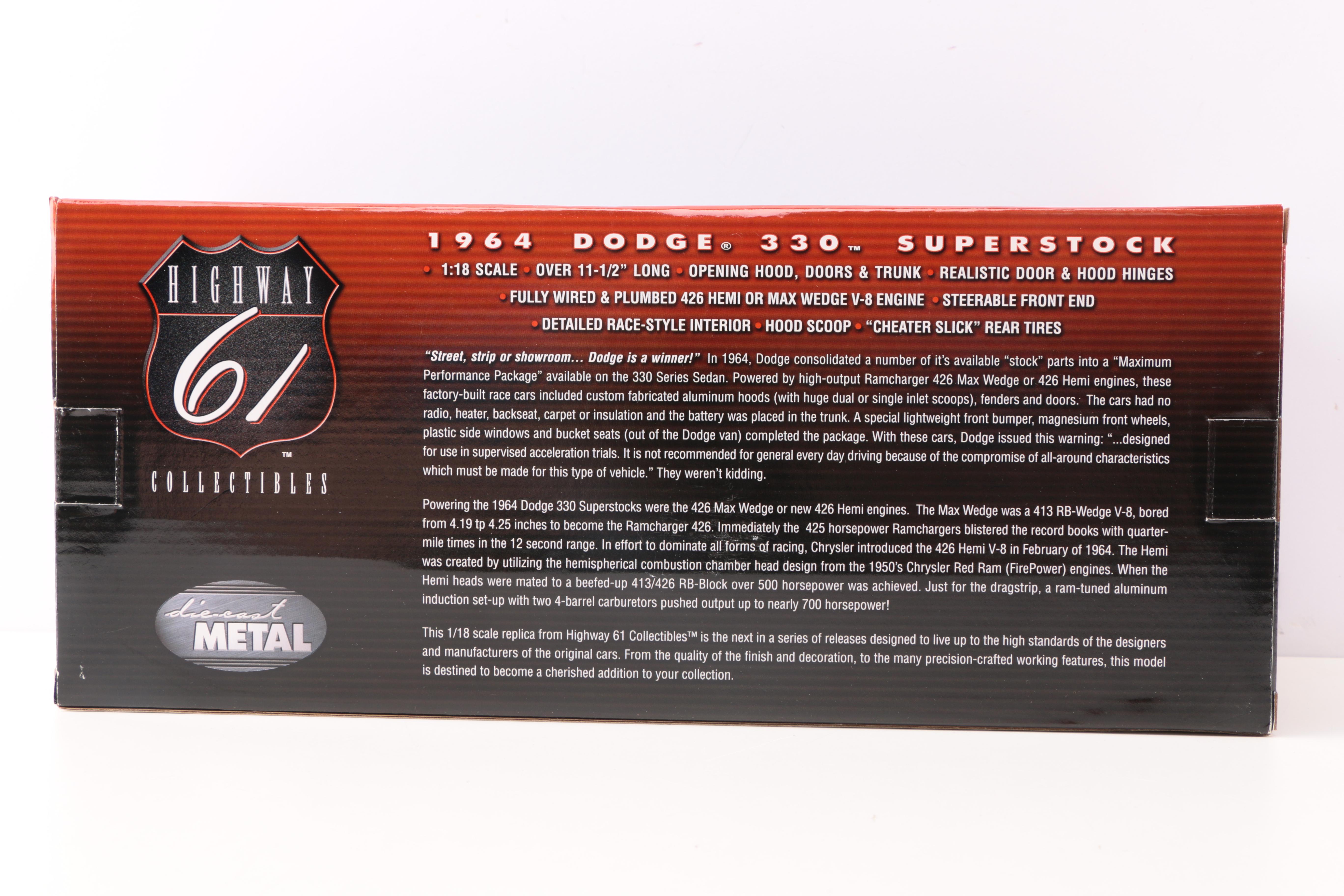 Highway 61 Collectibles 1964 Dodge 330 Superstock Die Cast Cars