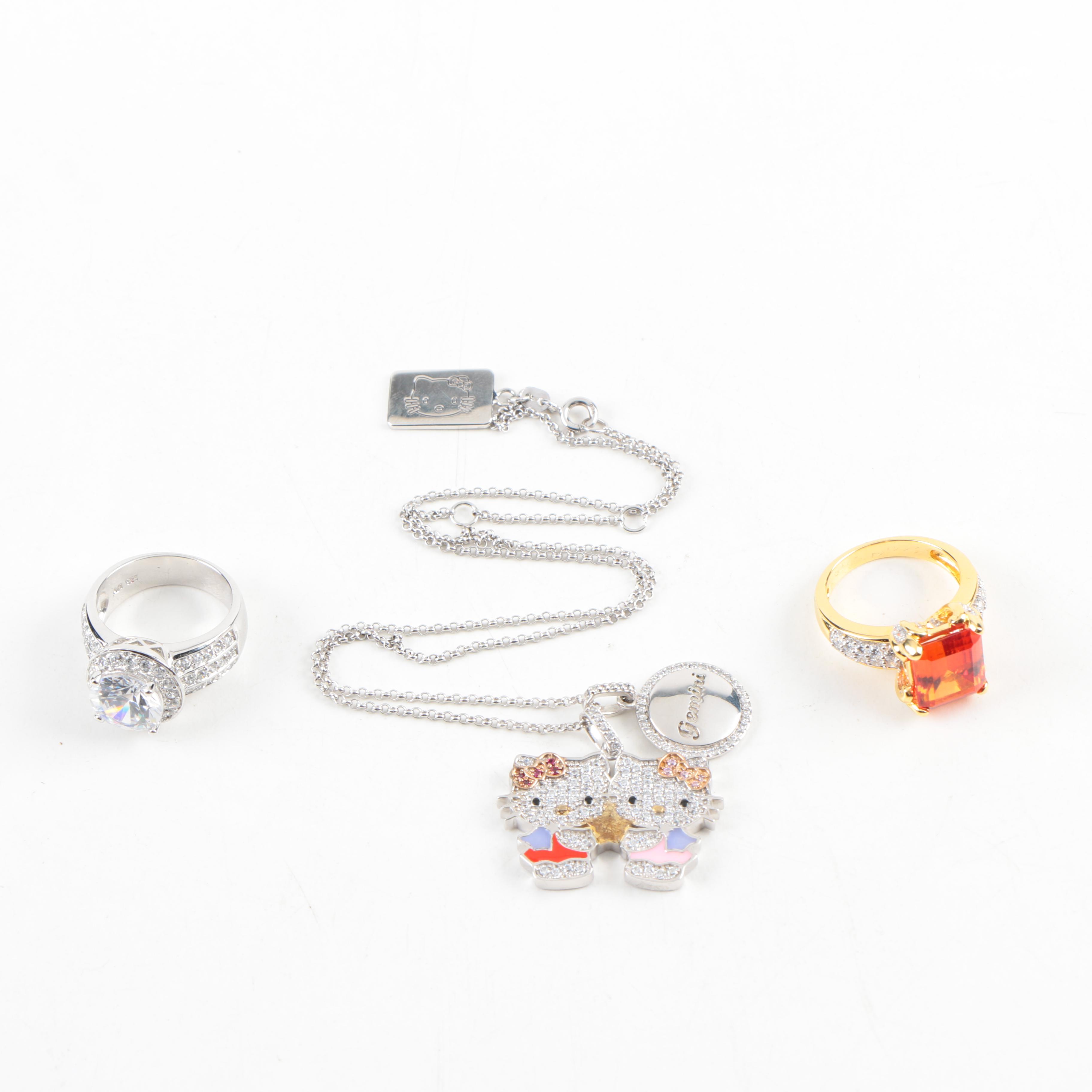 Sterling Silver Necklace and Rings Featuring Victoria Wieck