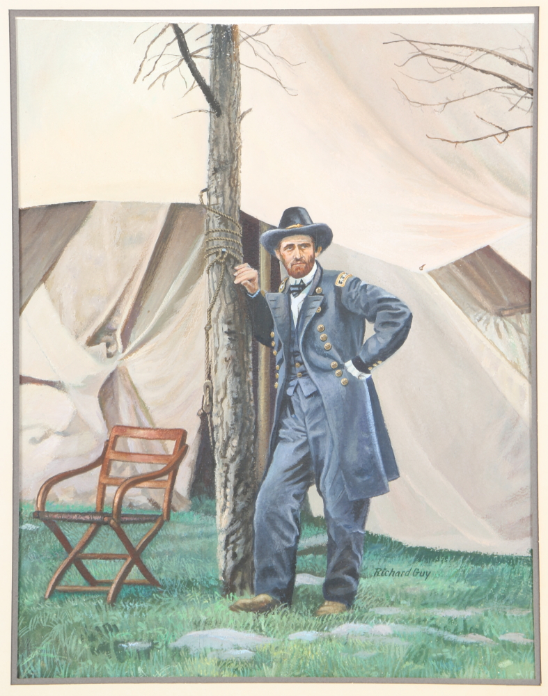 Richard Guy Acrylic Painting on Paper of Ulysses S. Grant