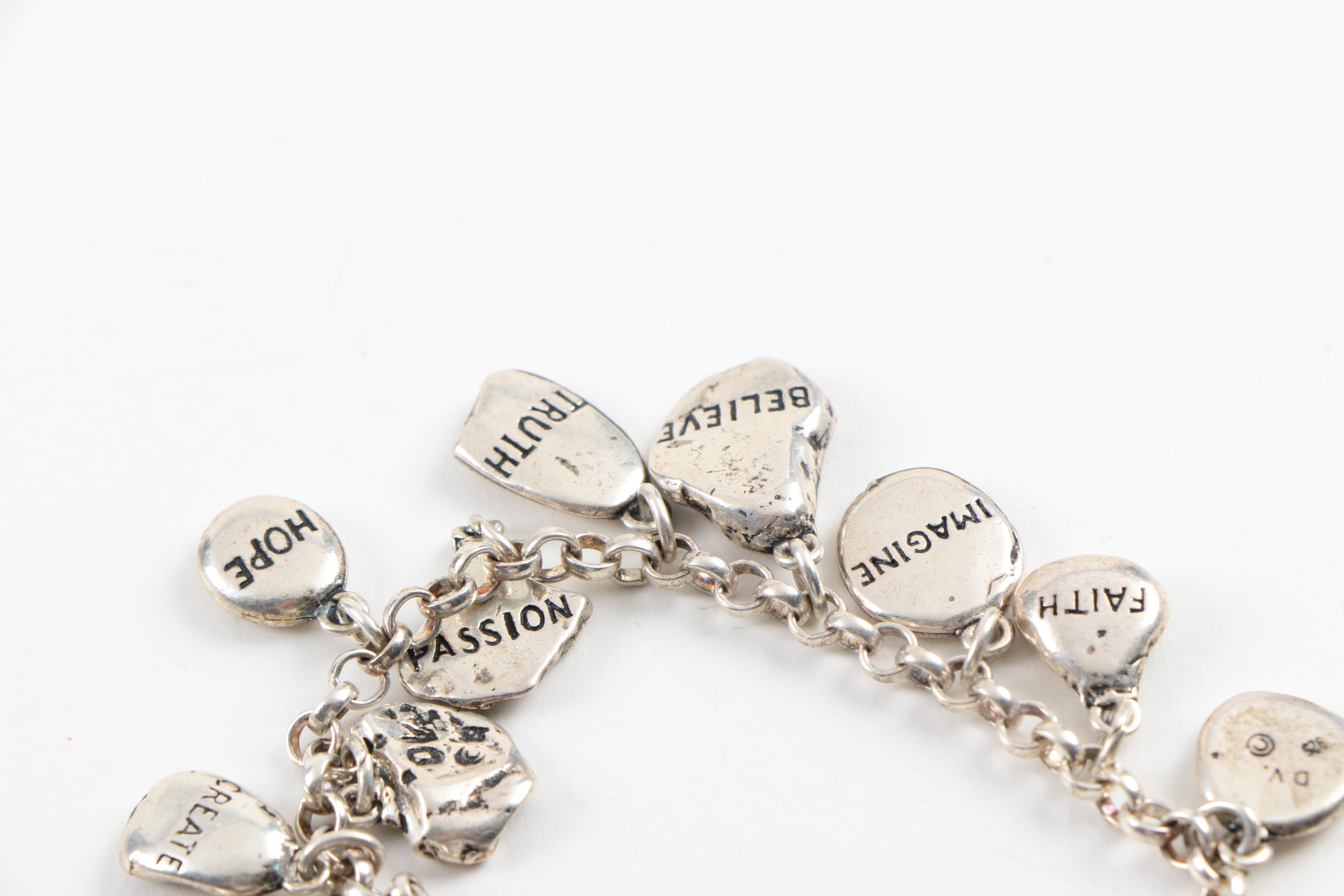 Sterling Silver Jewelry Including a Charm Bracelet