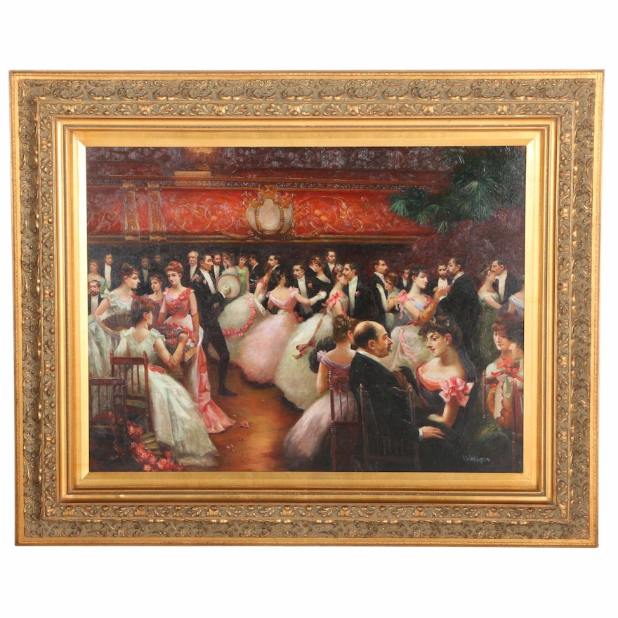 W. Burgess Oil on Canvas of a Ballroom Scene
