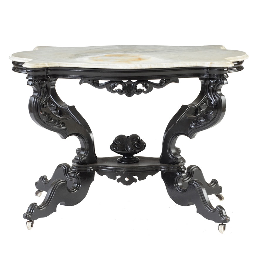 Painted Victorian Marble Turtle Top Table