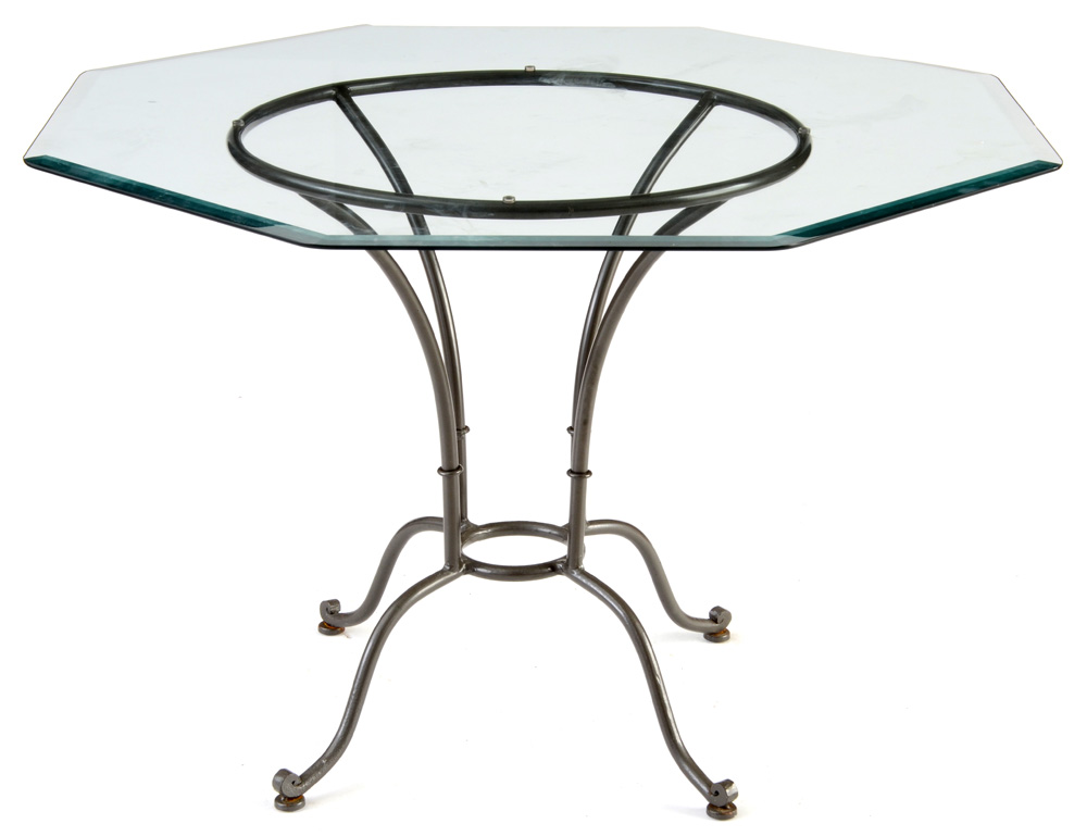 Octagonal Glass Top Dining Table