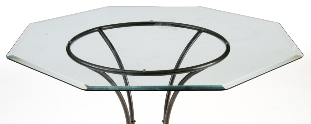 Octagonal Glass Top Dining Table