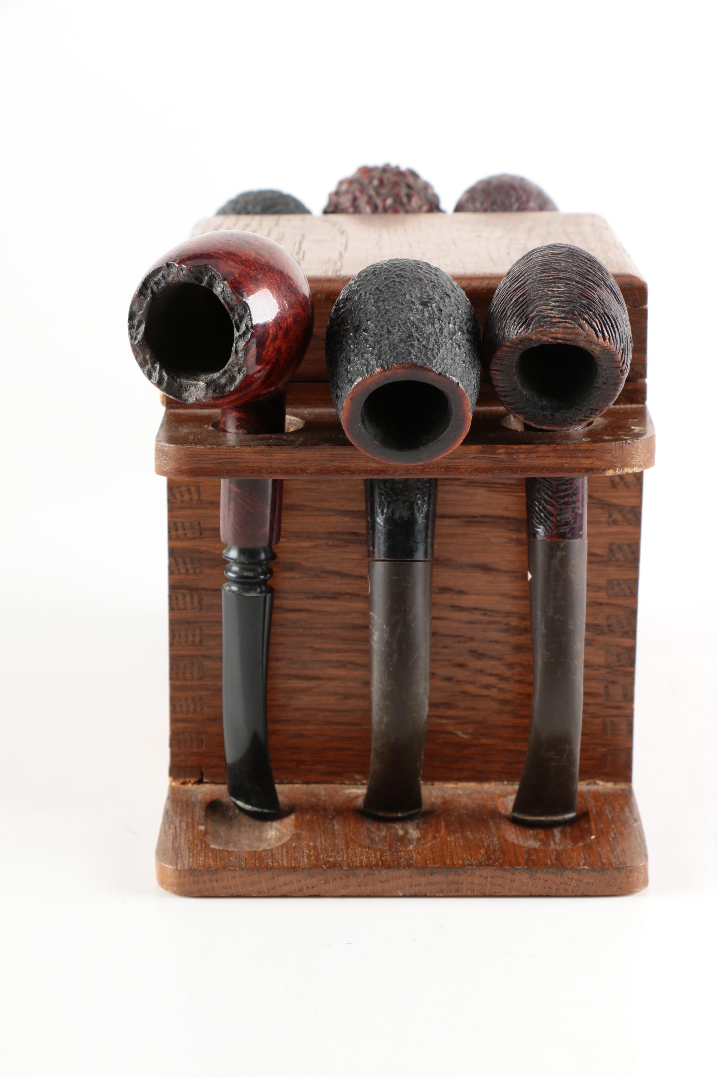 Humidor Pipe Rack with Pipes and Accessories