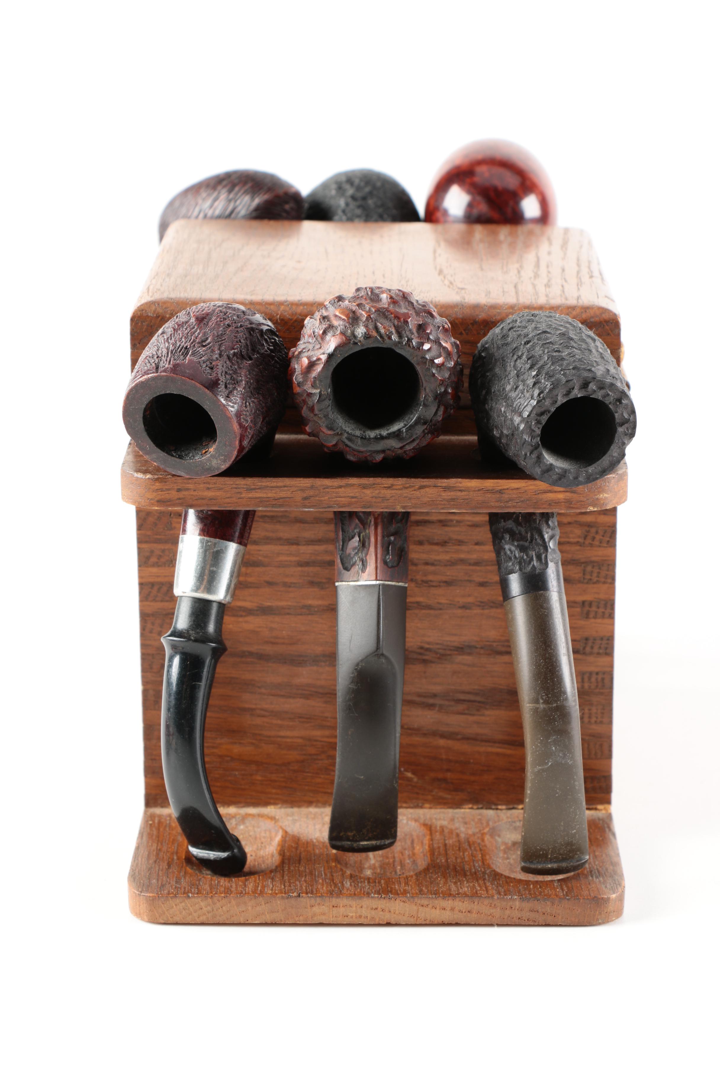 Humidor Pipe Rack with Pipes and Accessories