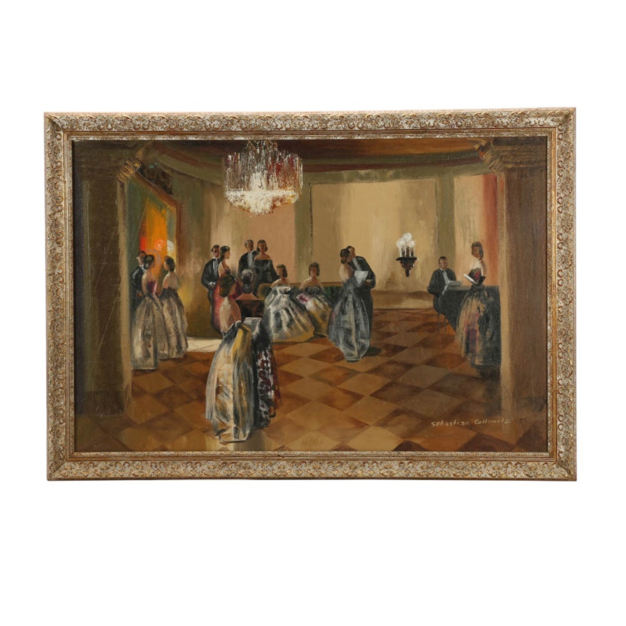 Collowitz Oil Painting of Ballroom Crowd