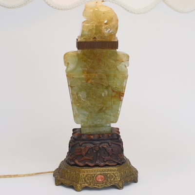 Chinese Carved Quartz Table Lamp