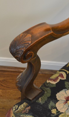 Carved Wood and Upholstered Dining Chairs, Set of Eight