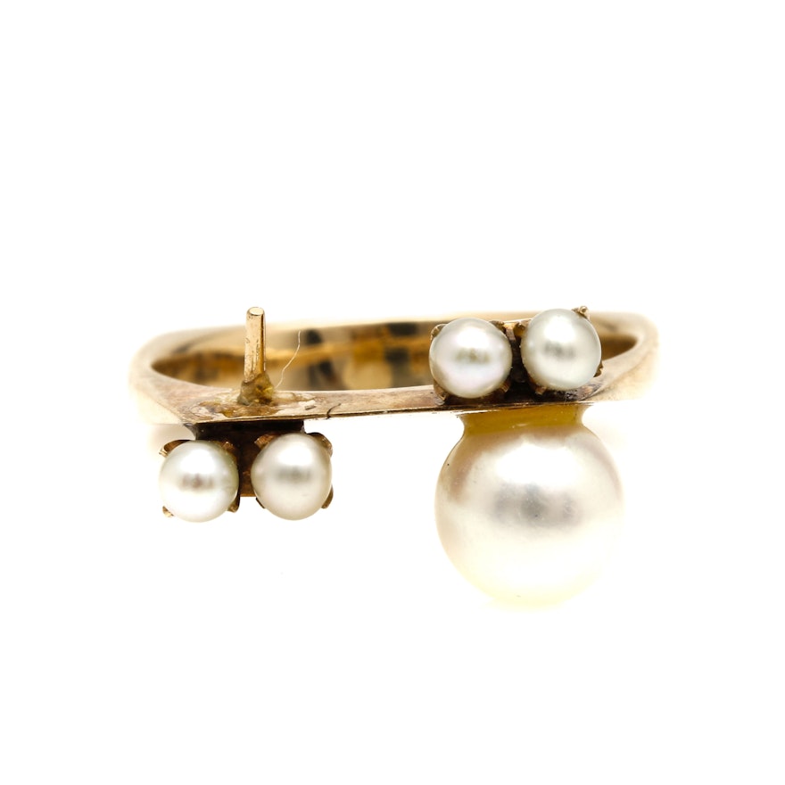 14K Yellow Gold Pearl Ring