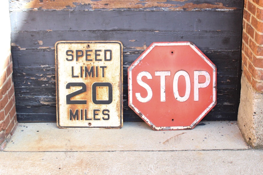 Pair Of Vintage Embossed Street Signs