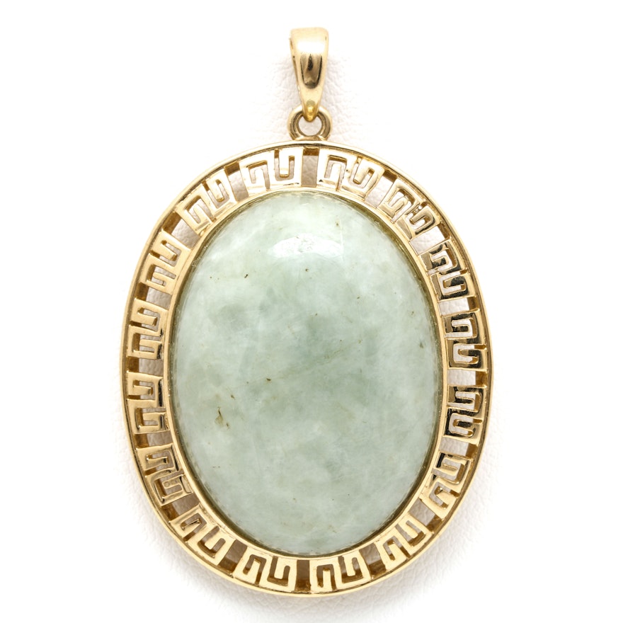 14K Yellow Gold Jadeite Pendant