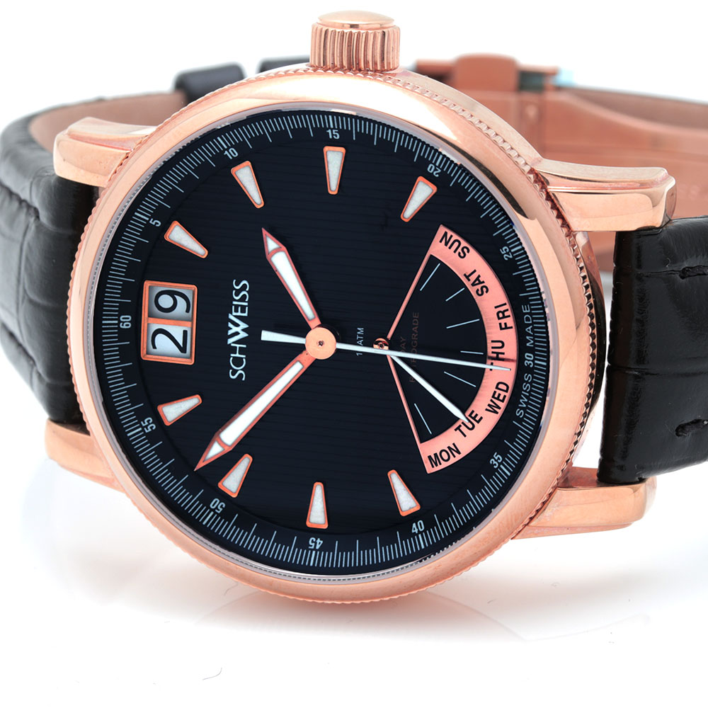 Schweiss Stainless Steel and Leather Watch