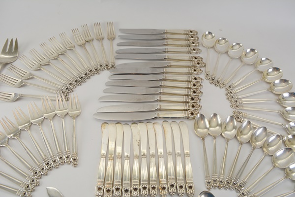 International Silver "Royal Danish" Sterling Flatware and Serving Utensil Set