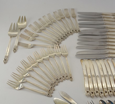 International Silver "Royal Danish" Sterling Flatware and Serving Utensil Set