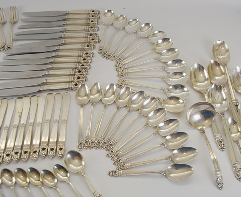 International Silver "Royal Danish" Sterling Flatware and Serving Utensil Set