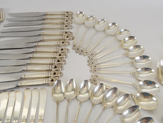 International Silver "Royal Danish" Sterling Flatware and Serving Utensil Set