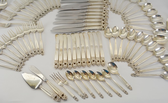 International Silver "Royal Danish" Sterling Flatware and Serving Utensil Set