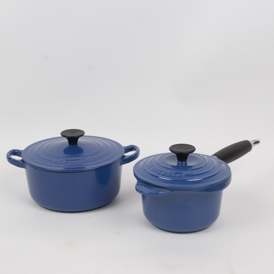 Enamel over Cast Iron Blue Cookware By Le Creuset