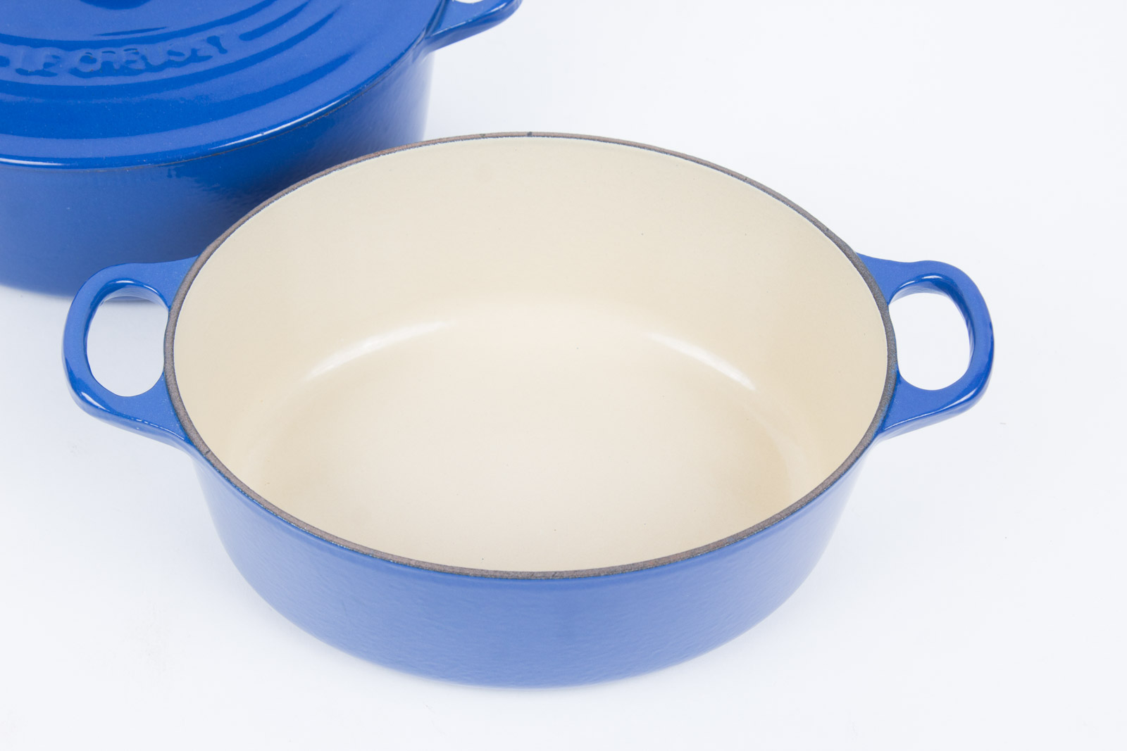 Blue Enamel over Cast Iron Dutch Oven Set By Le Creuset