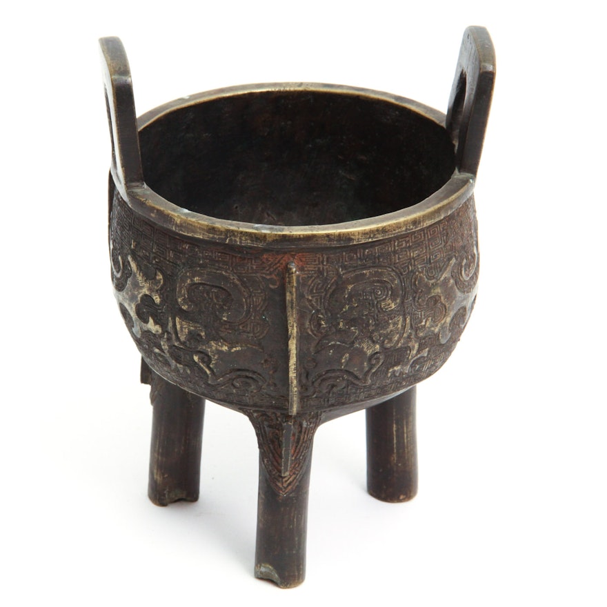 Chinese Footed Brass Ding Incense Burner