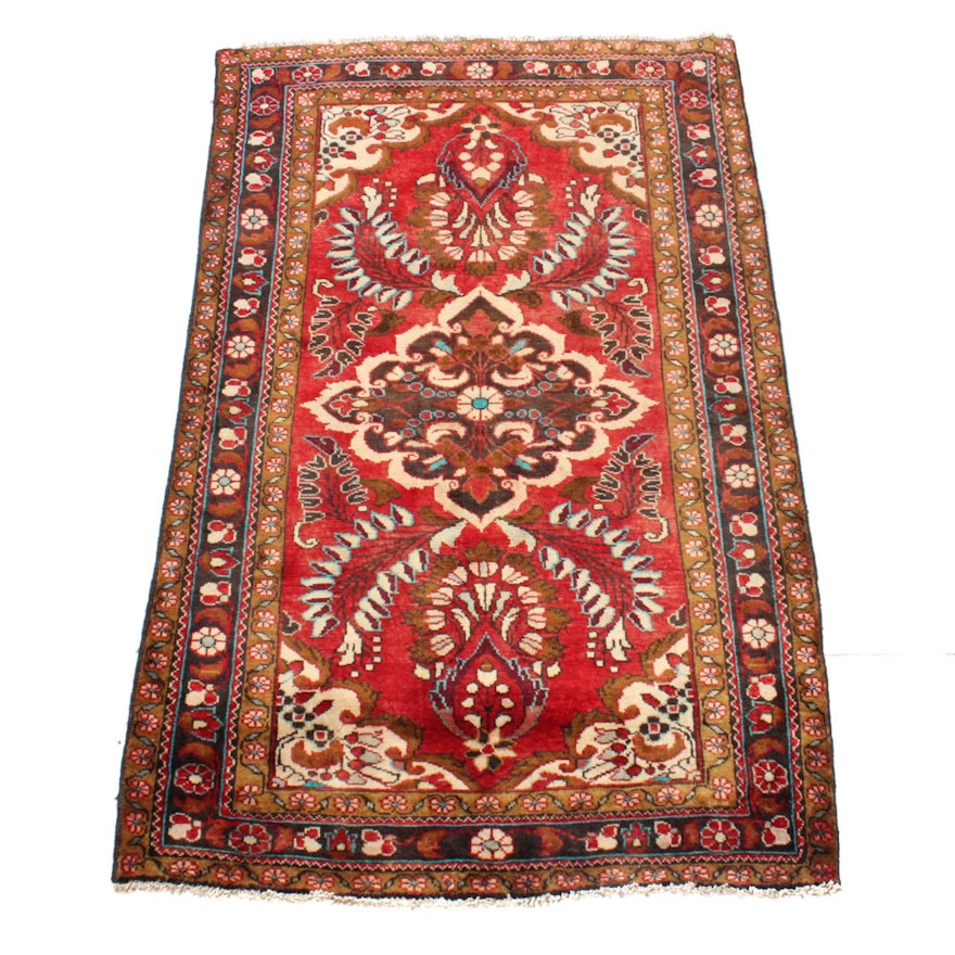 Semi-Antique Hand-Knotted Persian Sarouk Area Rug