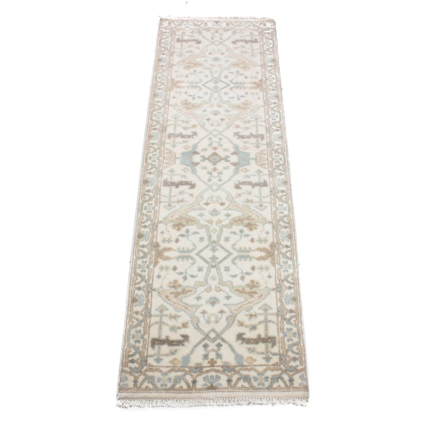 Hand-Knotted Indo-Turkish Oushak Rug Runner