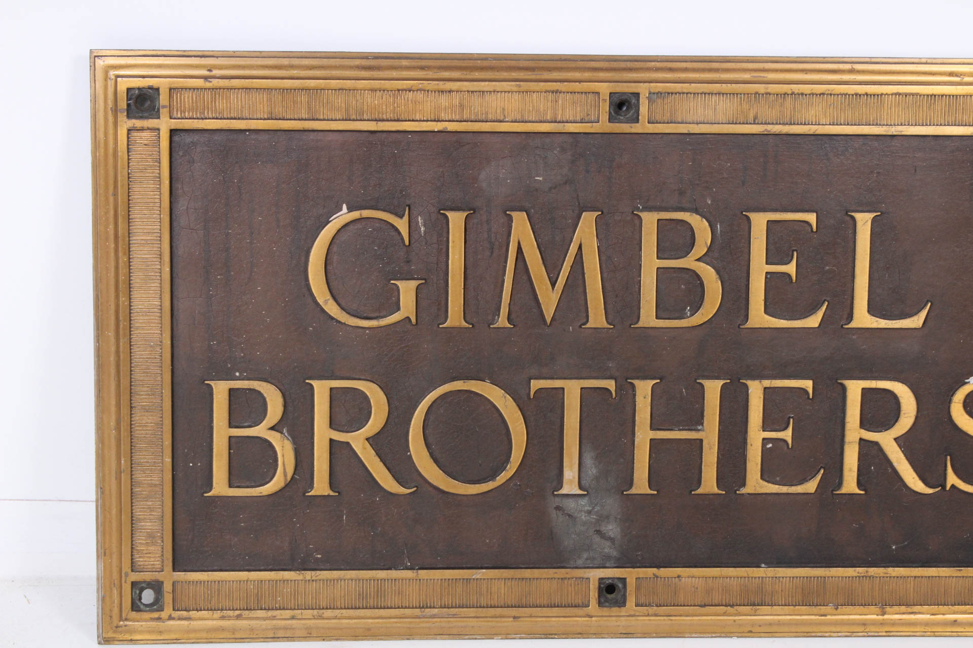 Circa 1910 Bronze Gimbel Bothers Storefront Sign